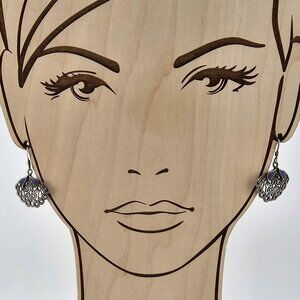 Sterling Silver Filigree and Blue Lapis Fan Shaped Pierced Dangle Earrings